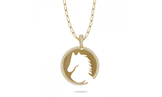 Doves Equestrian 18k Yellow Gold Diamond Pendant - P9771