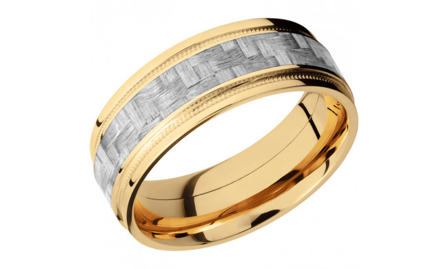 Lashbrook 14k Yellow Gold 8mm Men's Wedding Band - 14KYC8FGEW2UMIL14_SILVERCF+POLISH