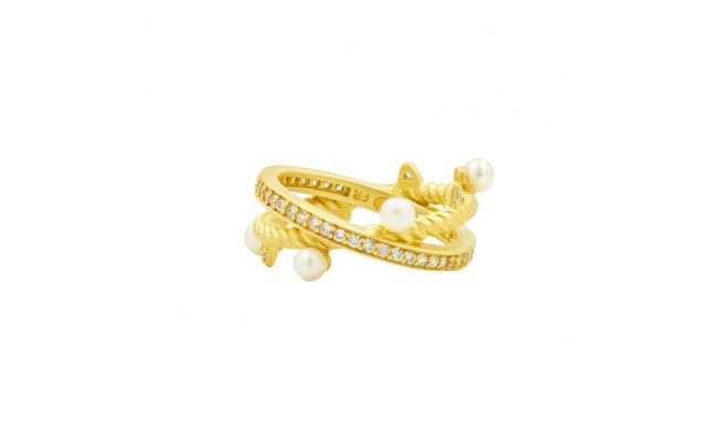 Freida Rothman Cross Row Pearl Ring - TPYZFPR05-7