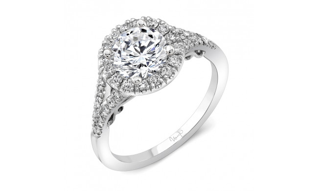 Uneek Cancelli Round Diamond Halo Engagement Ring with Pave Split Shank and Under-the-Head Filigree - A104RDW-6.5RD