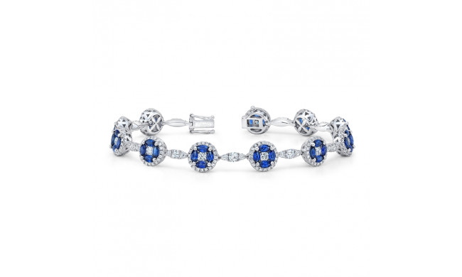Uneek Marquise Blue Sapphire and Round Diamond Cluster Bracelet - LVBRLG1028S