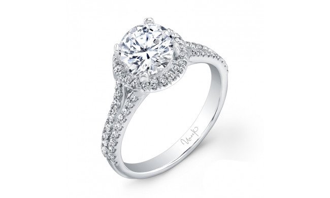 Uneek Round Diamond Halo Engagement Ring with Split Upper Shank - USM022RD-6.5RD