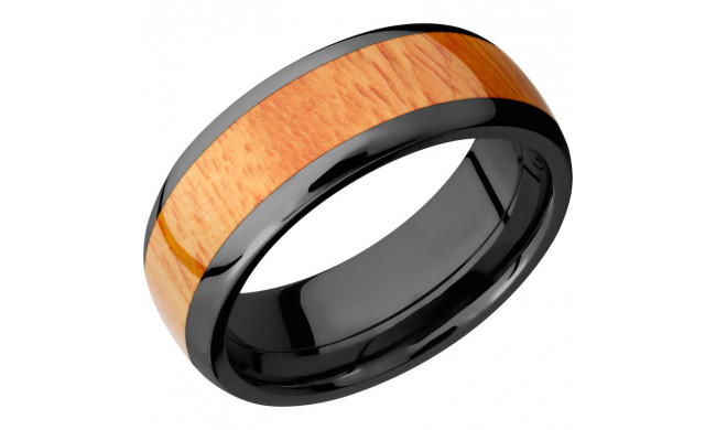 Lashbrook Black Zirconium Hardwood 8mm Men's Wedding Band - ZHW8D15_OSAGEORANGE+POLISH