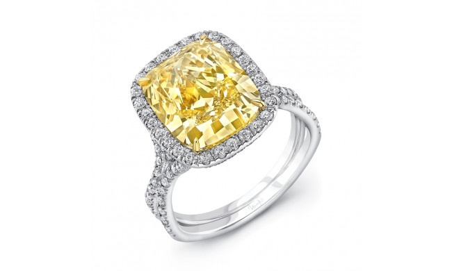Uneek Cushion Cut Fancy Yellow Diamond Engagement Ring - LVS948CUFY