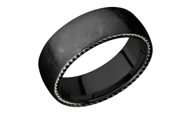 Lashbrook Black & White Zirconium 8mm Men's Wedding Band - Z8DSIDEBRAID_SS+DISTRESSED