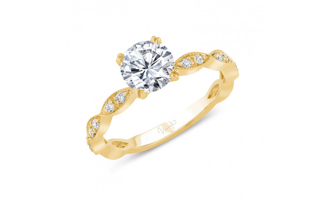Uneek Us Collection Round Diamond Engagement Ring with Milgrain-Trimmed Marquise-Shaped Clusters - SWUS188Y-6.5RD