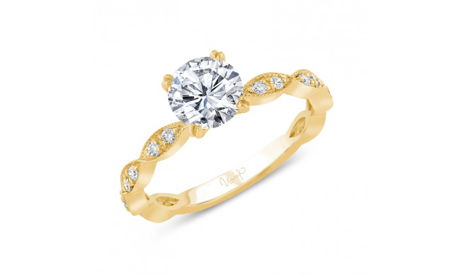 Uneek Us Collection Round Diamond Engagement Ring with Milgrain-Trimmed Marquise-Shaped Clusters - SWUS188Y-6.5RD