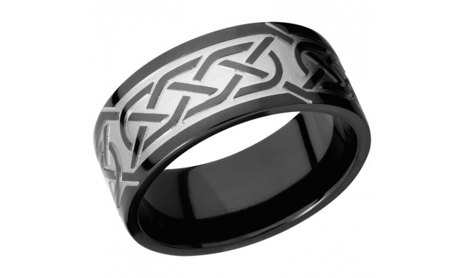 Lashbrook Black Zirconium 9mm Men's Wedding Band - Z9F_CELTIC5+BEAD_POLISH