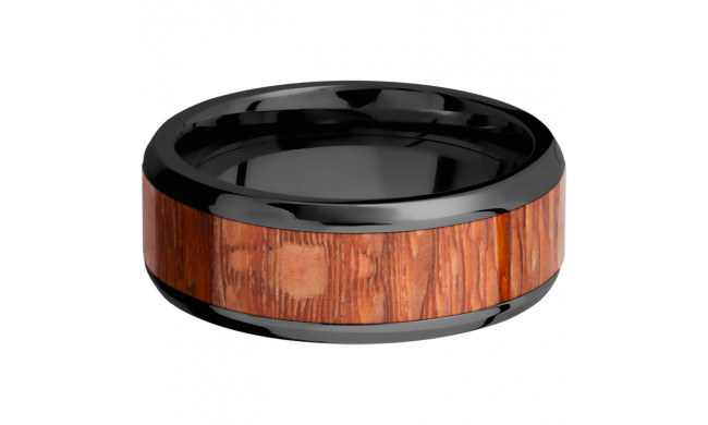 Lashbrook Black Zirconium Hardwood 8mm Men's Wedding Band - ZHW8B15(NS)_LEOPARD+POLISH