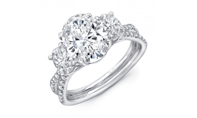 Uneek Oval Diamond Three-Stone Engagement Ring with Pave Silhouette Double Shank - LVS1021OV