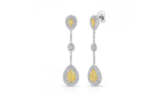 Uneek Pear-Shaped Yellow Diamond Dangle Earrings - LVE196