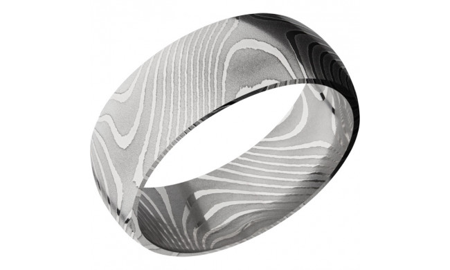 Lashbrook Black & White Damascus Steel 8mm Men's Wedding Band - D8DFLATTWIST+POLISH