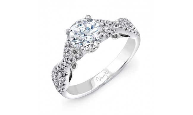 Uneek Paradiso Round Diamond Engagement Ring with Pave Infinty/Crisscross Shank and Under-the-Head Filigree - A102W-6.5RD