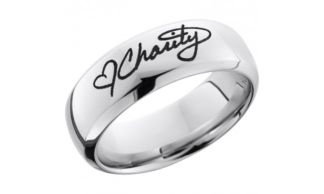 Lashbrook Cobalt Chrome 8mm Men's Wedding Band - CC8DB_LCVHANDWRITING+POLISH
