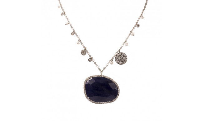 Meira T 14k Black Rhodium Blue Sapphire and Diamond Charm Necklace