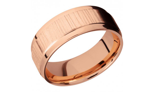 Lashbrook 14k Rose Gold Men's Wedding Band - 14KR8FGEW-P+TREEBARK+1_POLISH