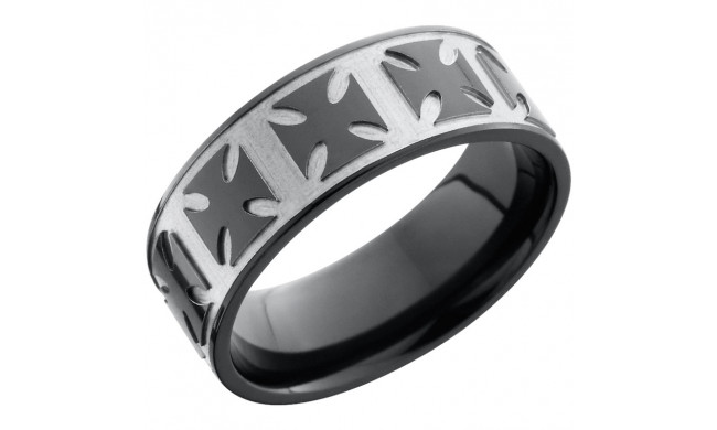 Lashbrook Black Zirconium 8mm Men's Wedding Band - Z8F_MALTESE+BEAD_POLISH