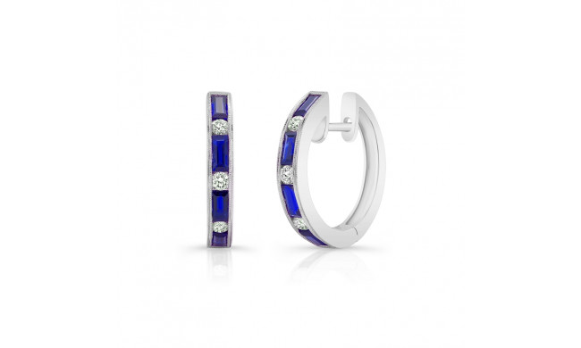 Uneek Blue Sapphire Diamond Huggies - ER4299BSDC