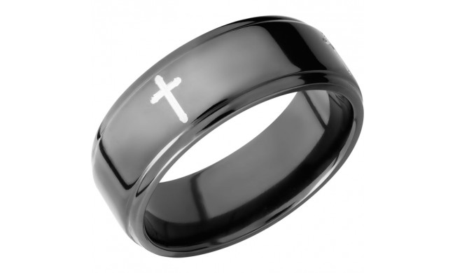 Lashbrook Black Zirconium 8mm Men's Wedding Band - Z8FGE_4X+POLISH