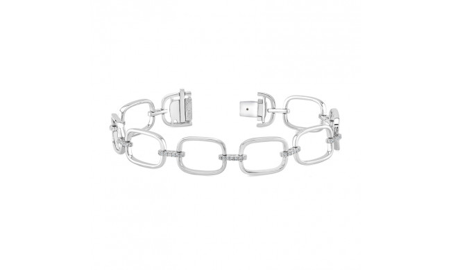 Uneek High Polish Link Bracelet with Pave Diamond Bars - LVBR10W