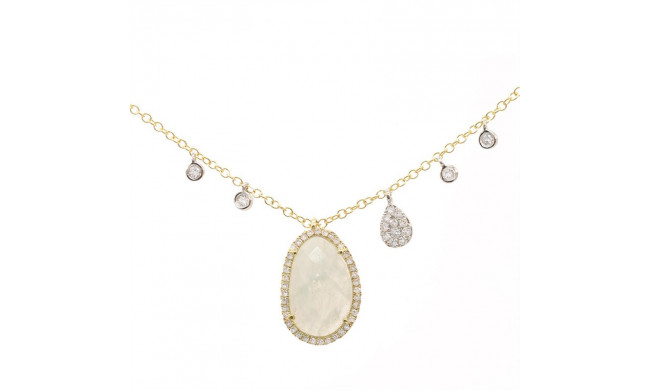 Meira T Yellow Gold Milky Aqua Diamond Necklace