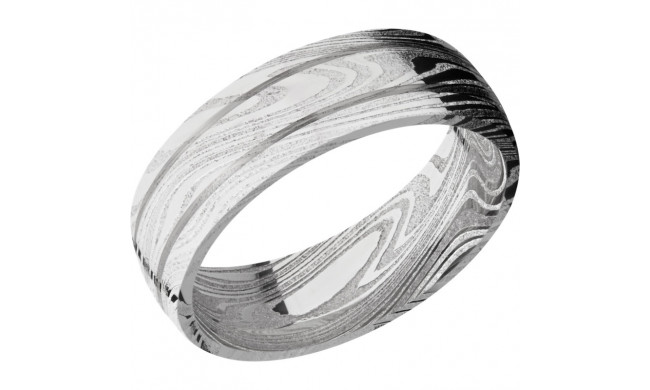 Lashbrook Black & White Damascus Steel 7mm Men's Wedding Band - D7D2.5MARBLE+POLISH