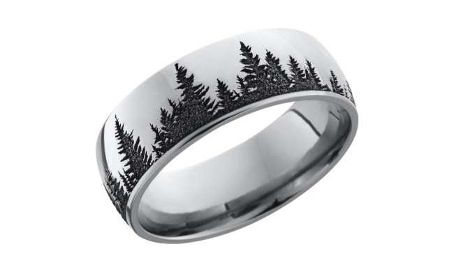 Lashbrook Cobalt Chrome 8mm Men's Wedding Band - CC8D_LCVTREES+POLISH_BLACKOUT