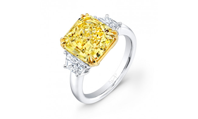 Uneek Yellow and White Diamond Three-Stone Engagement Ring - LVS824