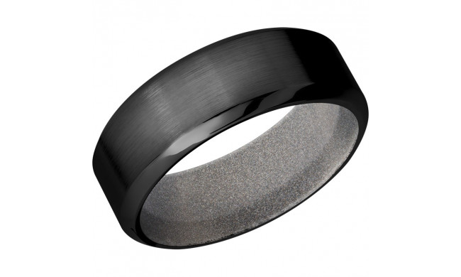 Lashbrook Black Zirconium 8mm Men's Wedding Band - Z8HB+SATIN_POLISH+BRIGHTNICKELIN