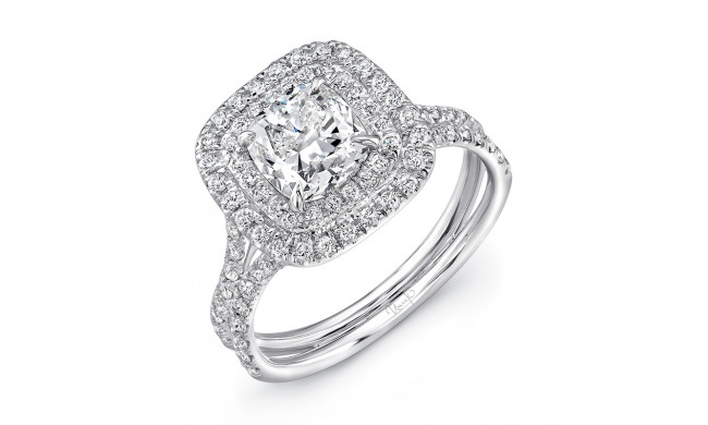 Uneek Split Shank Radiant Halo Diamond Engagement Ring - LVS914