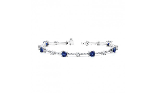 Uneek Cushion-Cut Sapphire Bracelet with Round Diamond Accents - LBR194CU
