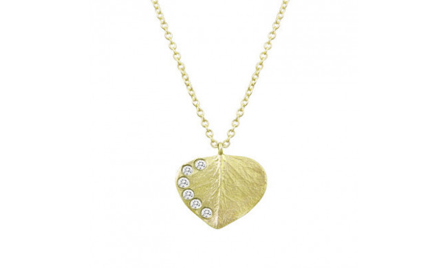 Meita T Yellow Silver Leaf White Sapphire Necklace