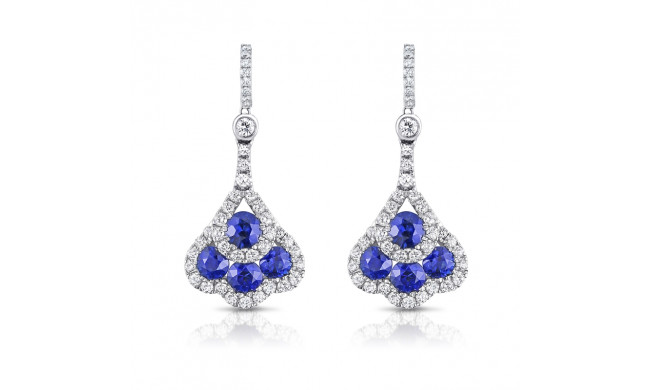 Uneek Round Blue Sapphire and Diamond Chandelier-Style Drop Earrings - LVELG6710S