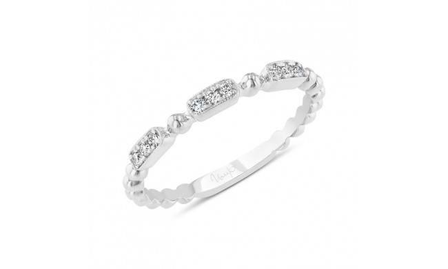 Uneek Us Collection Diamond Wedding Band, with High Polish Bead Accents and Milgrain-Trimmed Pave Bars - SWUS837BW