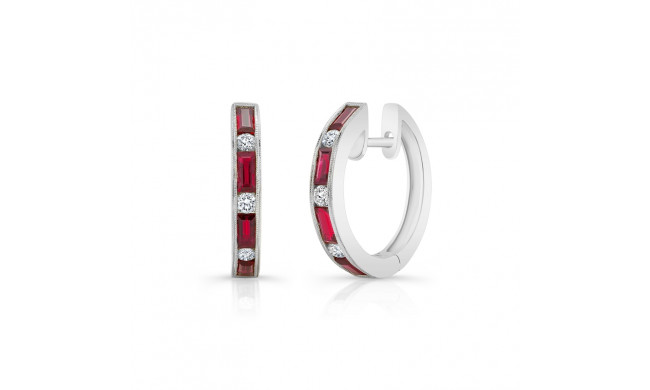 Uneek Ruby Diamond Huggies - ER4299RUDC