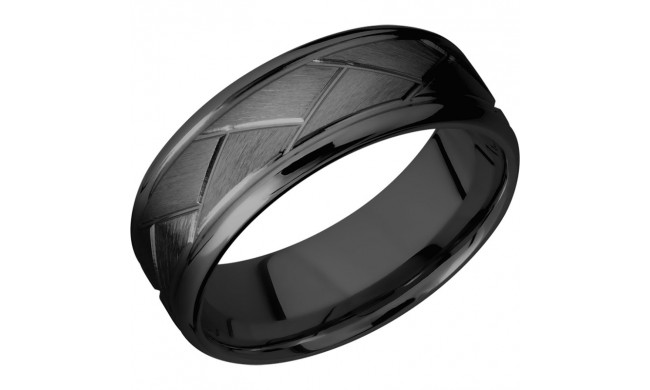 Lashbrook Black Zirconium 8mm Men's Wedding Band - Z8BFLATWEAVE+SATIN+WEAVE_POLISH