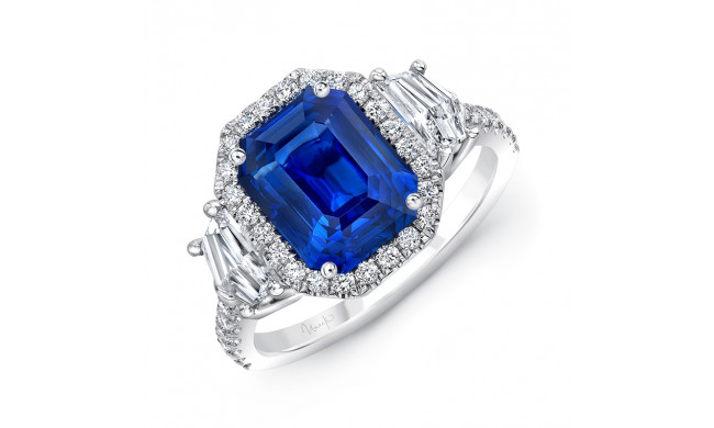 Uneek Emerald Cut Blue Sapphire Engagement Ring - LVS1069EMBS
