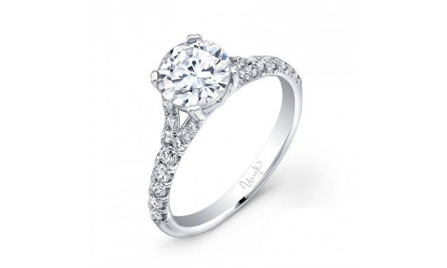 Uneek Contemporary Round Diamond No-Halo Engagement Ring with Split Upper Shank - USM09-6.5RD