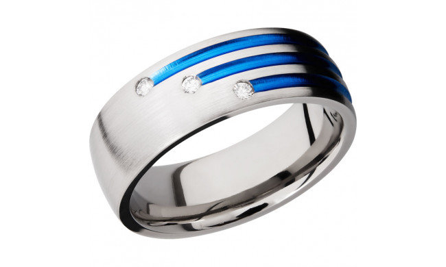 Lashbrook Titanium Diamond 8mm Men's Wedding Band - 8DSTAGGERANODIA3X.03F+BLUE_SATIN