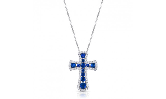 Uneek Sapphire-and-Diamond Cross Pendant - LVNMI0045S