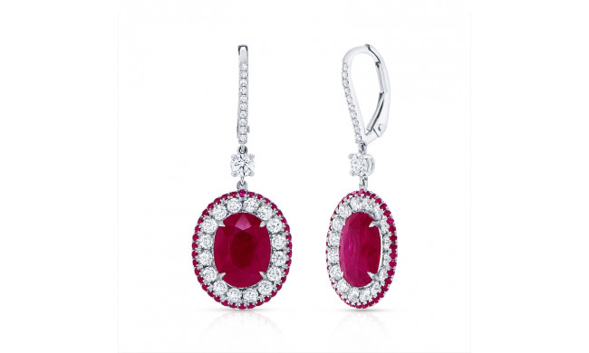 Uneek Oval Ruby Diamond Earrings - LVE948PSRB
