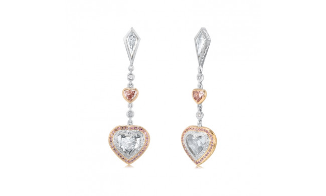 Uneek Pink and White Diamond Heart Shaped Earrings - LVE117