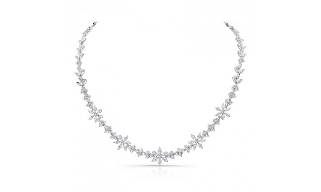 Uneek Marquise and Round Diamond Floral and Foliate Necklace - LVNM01