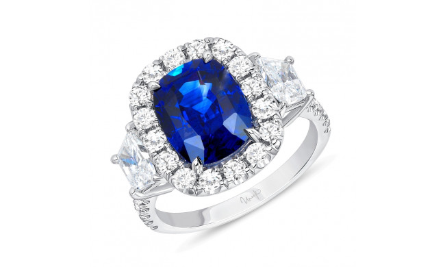 Uneek Cushion Cut Blue Sapphire Engagement Ring - LVS1047CUBS