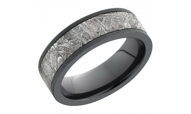 Lashbrook Black Zirconium Meteorite 7mm Men's Wedding Band - Z7F15_METEORITE+CROSS+SATIN