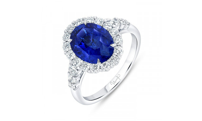 Uneek Petals Blue Sapphire Diamond Engagement Ring - R055OVBSU