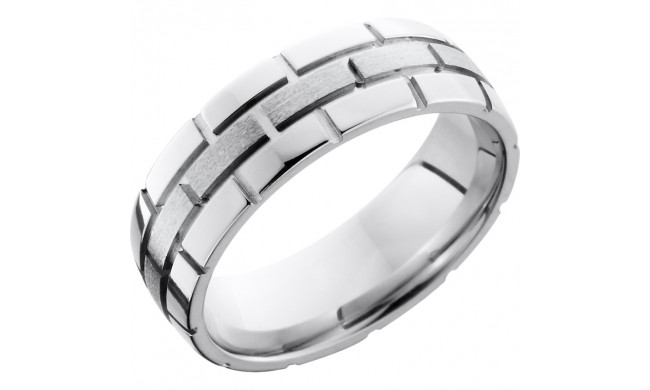 Lashbrook Cobalt Chrome 7mm Men's Wedding Band - CC7DBRICK+STONE_POLISH