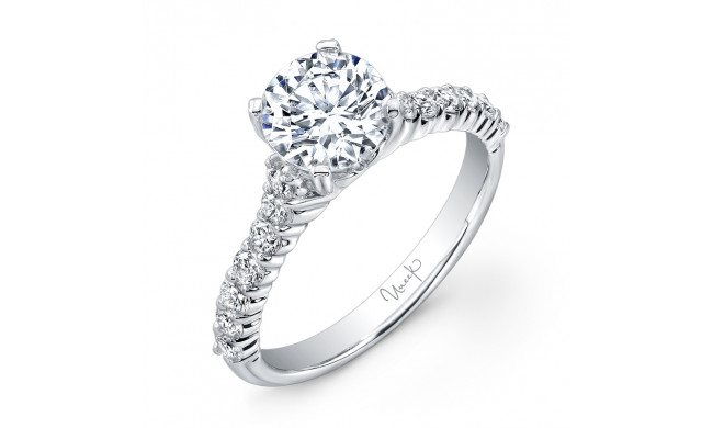 Uneek Round Diamond Engagement Ring with XXS Melee Diamonds Shared-Prong Set on Upper Shank - USM01XXS-6.5RD