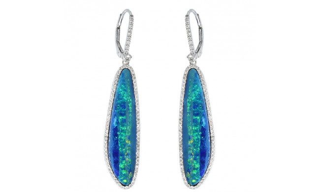 Meira T 14k White Gold and Diamond Opal Earrings