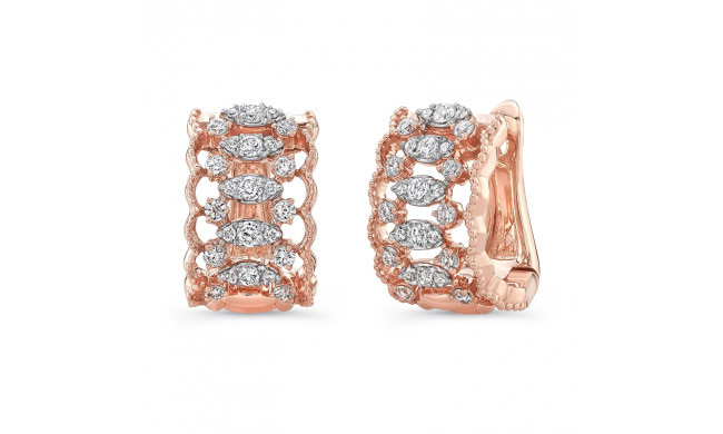 Uneek Broderie Anglaise Open Lace Diamond Huggie Hoop Earrings - LVEW2165R